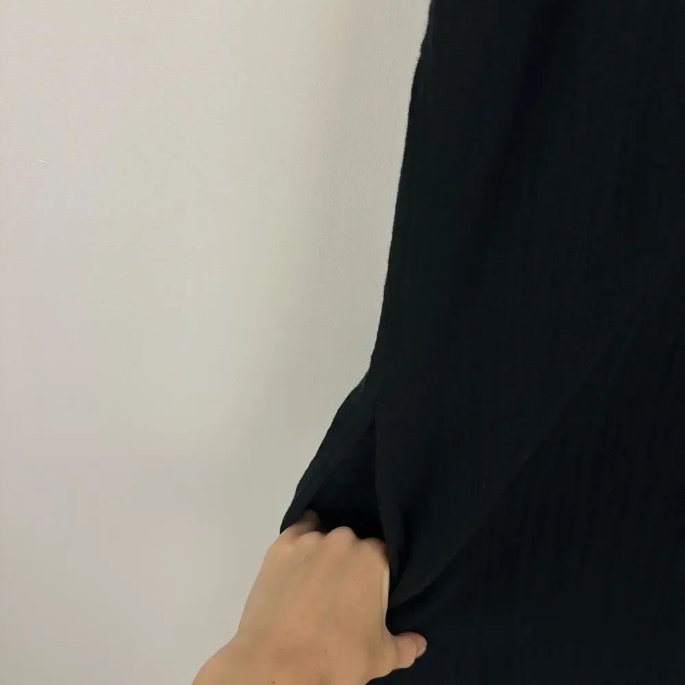 J.Crew Short Sleeve Gauze Popover Dress Mini Casual Cotton Black XXS NWT